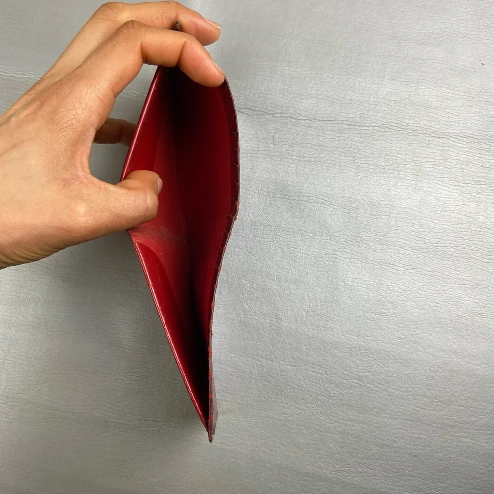 Vintage King Slimfold red reptile skin leather fold over wallet